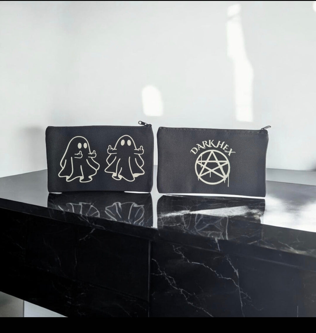 naughty ghost middle finger attitude makeup and pencil case 