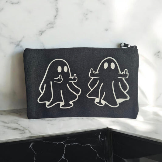 naughty ghost middle finger attitude makeup and pencil case for horror fans scary ghosts