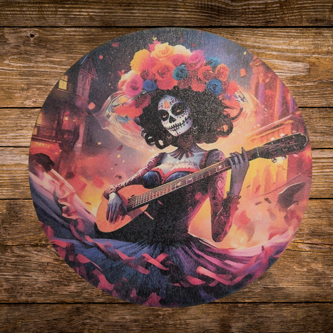 skeleton print wooden coaster stunning