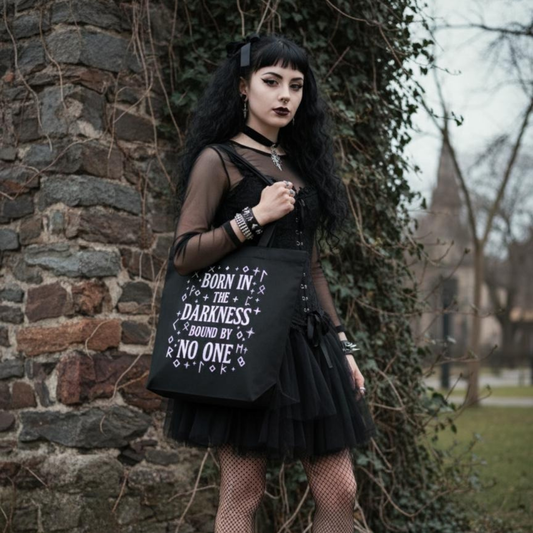 gothic unbound black tote bag