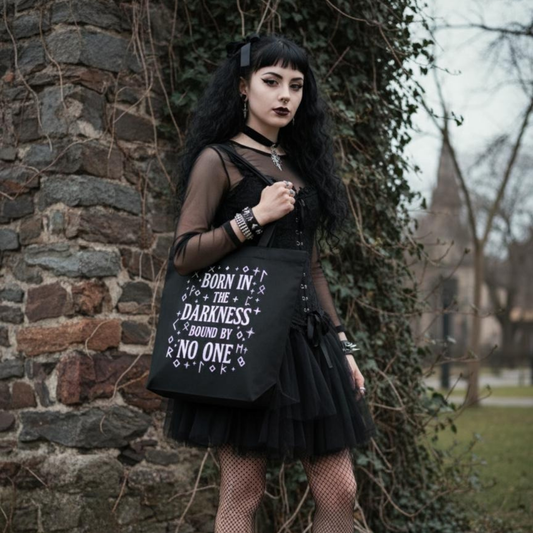 gothic unbound black tote bag
